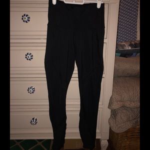 Athleta 7/8 Tights with Sheer and Laser-Cut Detailing, Zippered Back Pocket